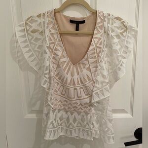 BCBG Max Azria Mandee white lace blouse size small